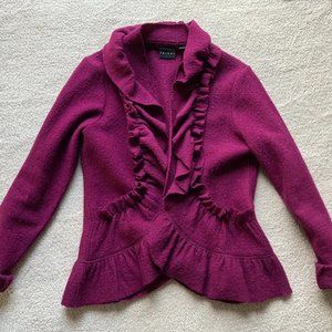 Magenta Ruffled Wool Jacket, Medium